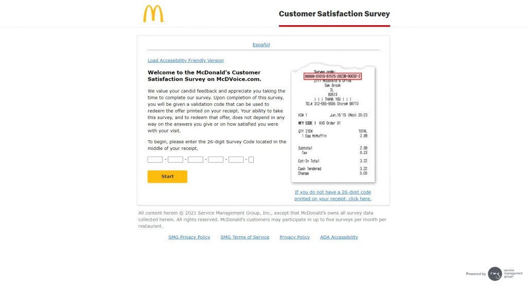 McDonalds Conducts 'McD Voice' Survey at www.mcdvoice.com